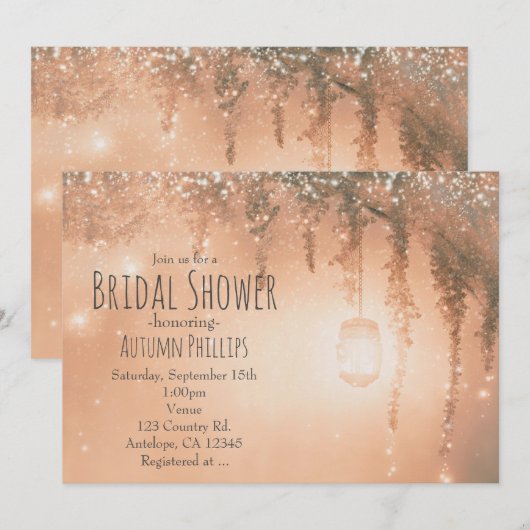 Invitation de Baby Shower Rose Rêveuse Forêt Rusti (Devant / Derrière)