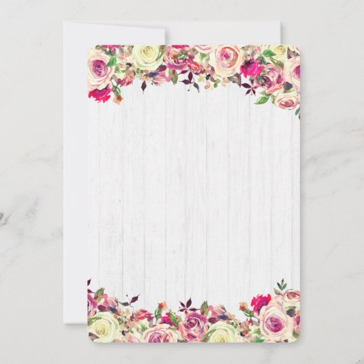 Invitation de Baby shower Rose rose et vert (Dos)