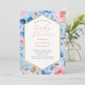 Invitation de Baby shower Roses en or rose (Debout devant)