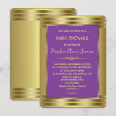 Invitation de Baby shower Royal Purple et Gold (Devant / Derrière)