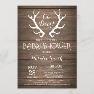 Invitation de Baby shower Rustic Deer Antler
