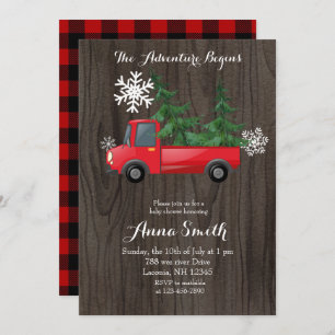 Invitation de Baby shower Rustic pour Red Truck Ad