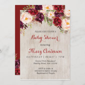 Invitation de Baby shower Rustic Red Marsala (Devant / Derrière)