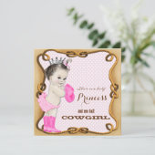 Invitation de Baby shower rustique Cowgirl (Debout devant)