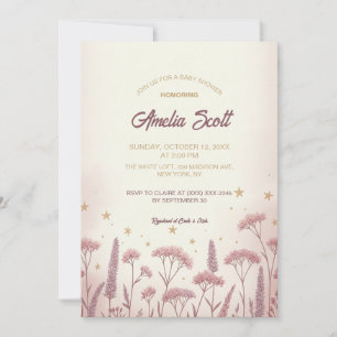 Invitation de Baby shower rustique Fleur sauvage