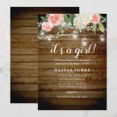 Invitation de baby shower rustique florale pour ja (Devant / Derrière)