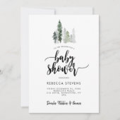 invitation de baby shower rustique forêt d'hiver (Devant)