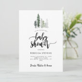 invitation de baby shower rustique forêt d'hiver (Debout devant)
