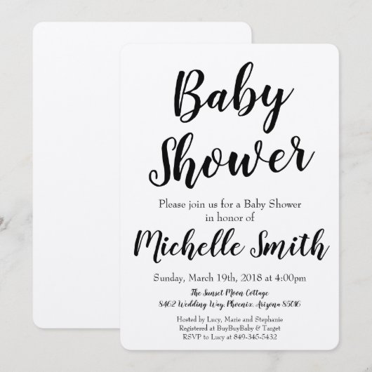 Invitation de Baby Shower Rustique Kraft (Devant / Derrière)