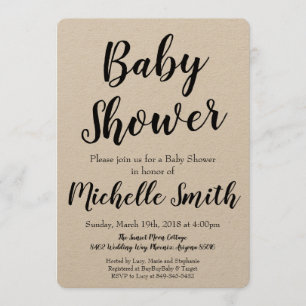 Invitation de Baby shower Rustique Kraft