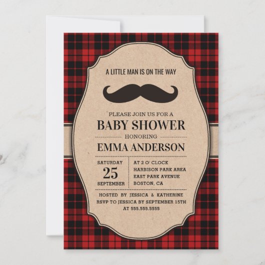 Invitation de Baby shower rustique pour garçon - M (Devant)