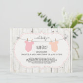 Invitation de Baby shower rustique pour les filles (Debout devant)