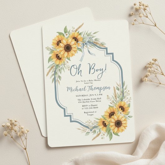 Invitation de Baby Shower Rustique Tournesol