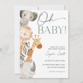 Invitation de Baby shower Safari modifiable (Devant)