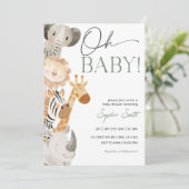 Invitation de Baby shower Safari modifiable (Debout devant)