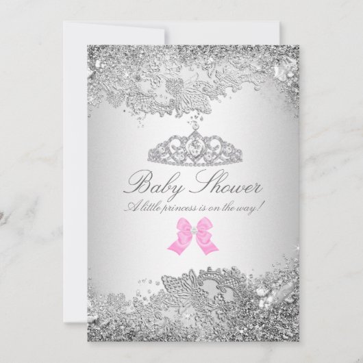 Invitation de Baby shower Silver Diamond et Tiara (Devant)