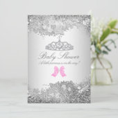 Invitation de Baby shower Silver Diamond et Tiara (Debout devant)