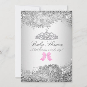 Invitation de Baby shower Silver Diamond et Tiara