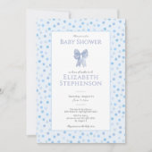 Invitation de baby shower Simple Blue Bow à pois (Devant)