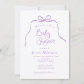 Invitation de Baby shower simple de cou pourpre (Devant)