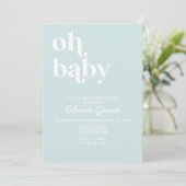 Invitation de baby shower simple et moderne bleu c (Debout devant)