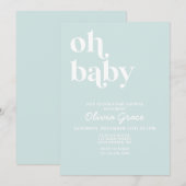 Invitation de baby shower simple et moderne bleu c (Devant / Derrière)