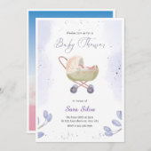 Invitation de Baby shower simple et violet (Devant / Derrière)