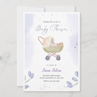 Invitation de Baby shower simple et violet