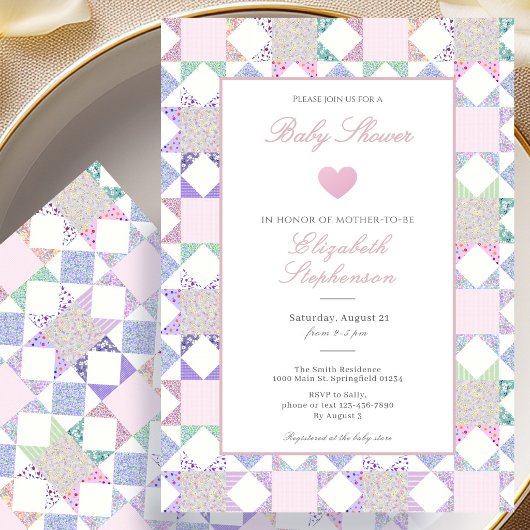 Invitation de baby shower Simple Rose Quilt