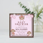 Invitation de Baby Shower Singe Rose (Debout devant)