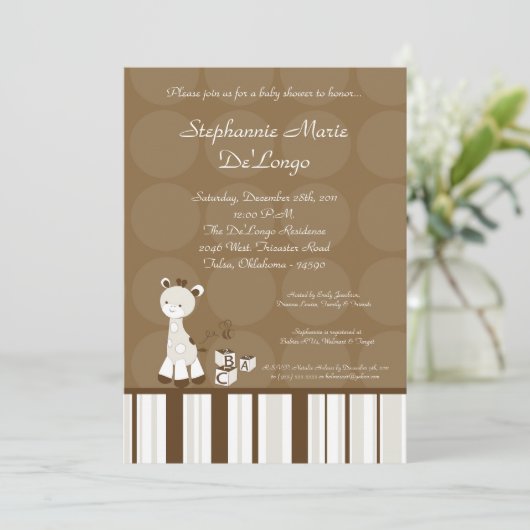 Invitation de Baby shower Snicker Doodle Giraffe (Debout devant)