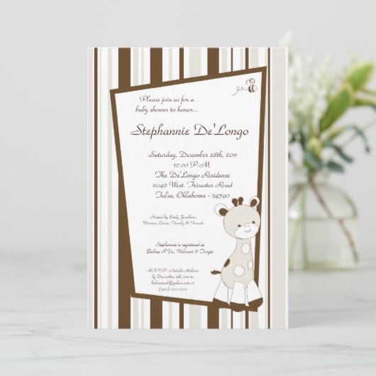 Invitation de Baby shower Snicker Doodle Giraffe (Debout devant)