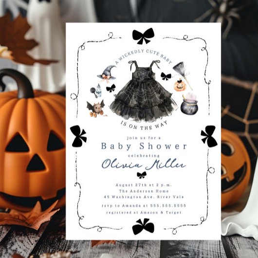 Invitation de Baby shower sorcière mignonne
