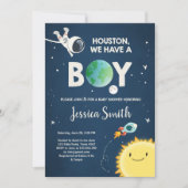 Invitation de Baby shower spatial Roquette d'astro (Devant)