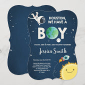Invitation de Baby shower spatial Roquette d'astro (Devant / Derrière)