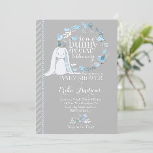 Invitation De Baby shower Spécial Bunny (Debout devant)