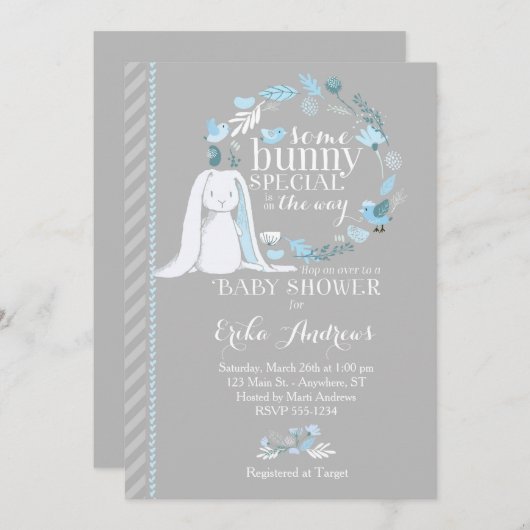 Invitation De Baby shower Spécial Bunny (Devant / Derrière)