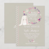 Invitation de Baby shower spécial lapin (gris) (Devant / Derrière)