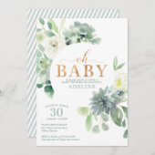 Invitation de Baby shower Succulent et verdoyant (Devant / Derrière)