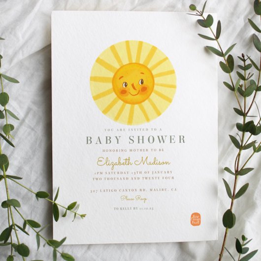 Invitation de Baby shower Sun très heureux