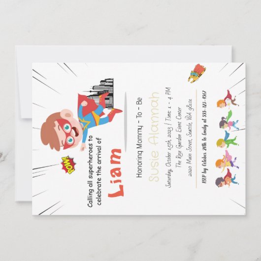 Invitation de Baby shower Superhero Personnalisé (Devant)