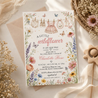 Invitation de baby shower sur le thème des fleurs