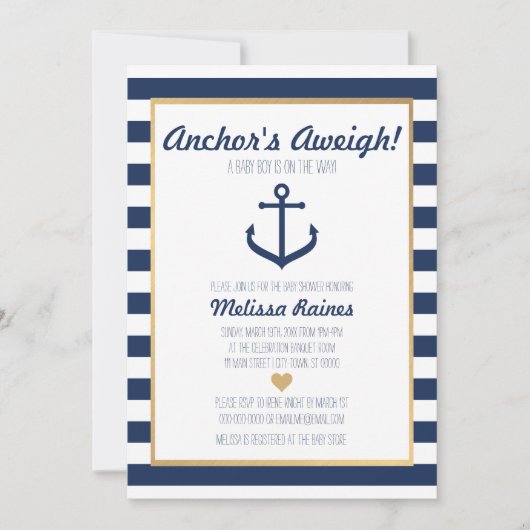 Invitation de Baby shower sur le thème nautique -  (Devant)