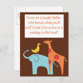 Invitation de Baby shower sur mesure à thème Jungl (Devant / Derrière)