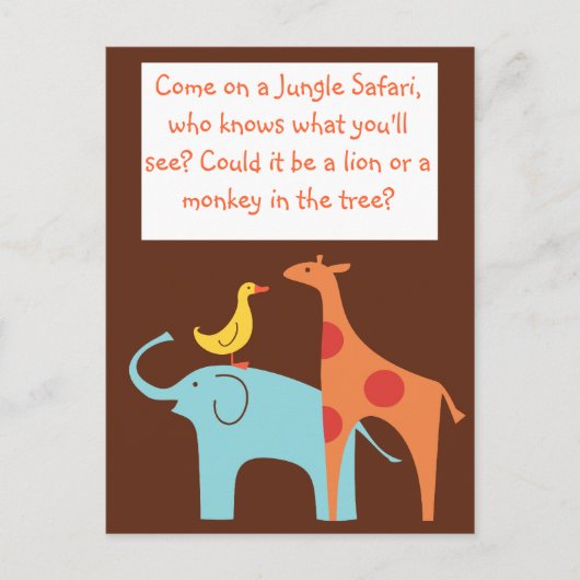 Invitation de Baby shower sur mesure à thème Jungl (Devant)