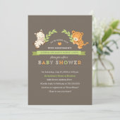 Invitation de Baby shower Sweet Safari (Debout devant)