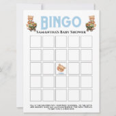 Invitation de Baby Shower Teddy Floral Bleu Bingo  (Devant)