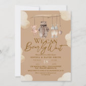 Invitation de Baby Shower tenue d'ours brun (Devant)