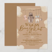 Invitation de Baby Shower tenue d'ours brun (Devant / Derrière)