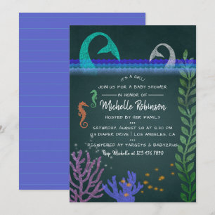 Invitation de Baby Shower thème Océan Mermaid sur 